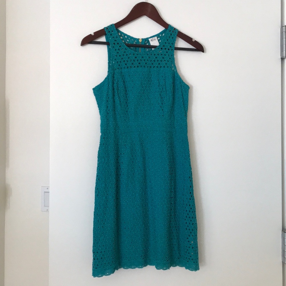 Ali Ro sleeveless eyelet dress (teal, size 2)